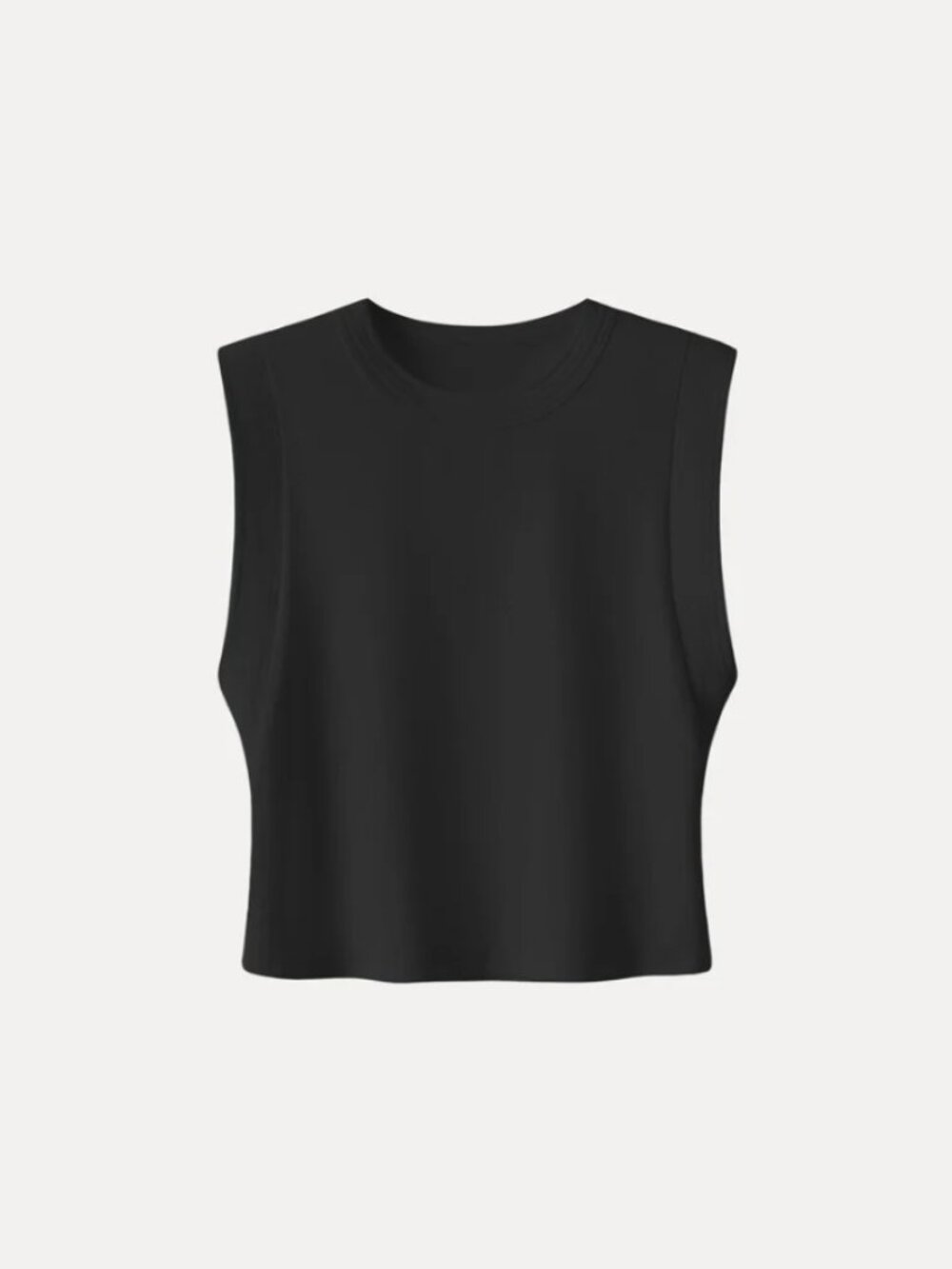 NWT OGL Soft Cotton Lyocell Cropped Wide Shoulder Tank Black L
